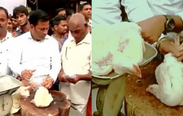 MNS workers sell chicken in protest to temporary meat ban in Mumbai